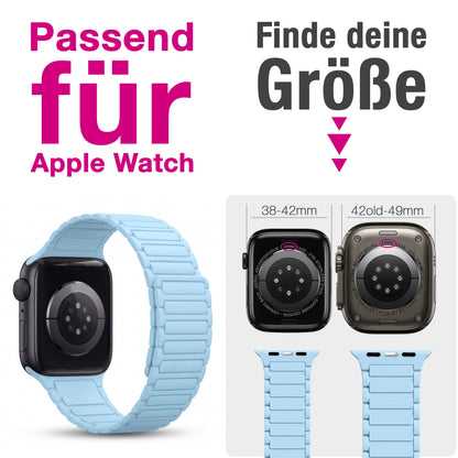 NALIA Nexus Magnet Armband kompatibel mit Apple Watch Armband Series Ultra/SE 10 9 8 7 6 5 4 3 2 1, 42/44/45/46/49mm, Silikon Loop mit Rillendesign, Sportarmband