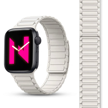 NALIA Nexus Magnet Armband kompatibel mit Apple Watch Armband Series Ultra/SE 10 9 8 7 6 5 4 3 2 1, 42/44/45/46/49mm, Silikon Loop mit Rillendesign, Sportarmband