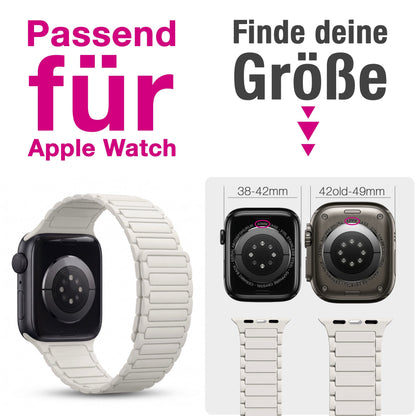 NALIA Nexus Magnet Armband kompatibel mit Apple Watch Armband Series Ultra/SE 10 9 8 7 6 5 4 3 2 1, 42/44/45/46/49mm, Silikon Loop mit Rillendesign, Sportarmband