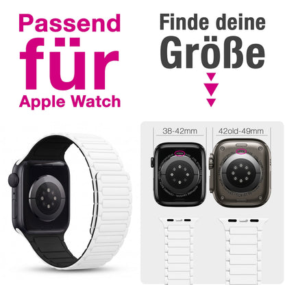 NALIA Nexus Magnet Armband kompatibel mit Apple Watch Armband Series Ultra/SE 10 9 8 7 6 5 4 3 2 1, 42/44/45/46/49mm, Silikon Loop mit Rillendesign, Sportarmband