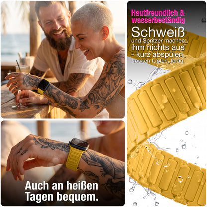 NALIA Nexus Magnet Armband kompatibel mit Apple Watch Armband Series Ultra/SE 10 9 8 7 6 5 4 3 2 1, 42/44/45/46/49mm, Silikon Loop mit Rillendesign, Sportarmband