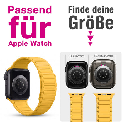 NALIA Nexus Magnet Armband kompatibel mit Apple Watch Armband Series Ultra/SE 10 9 8 7 6 5 4 3 2 1, 42/44/45/46/49mm, Silikon Loop mit Rillendesign, Sportarmband