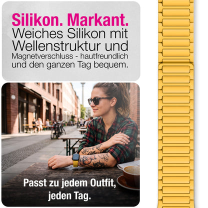 NALIA Nexus Magnet Armband kompatibel mit Apple Watch Armband Series Ultra/SE 10 9 8 7 6 5 4 3 2 1, 42/44/45/46/49mm, Silikon Loop mit Rillendesign, Sportarmband