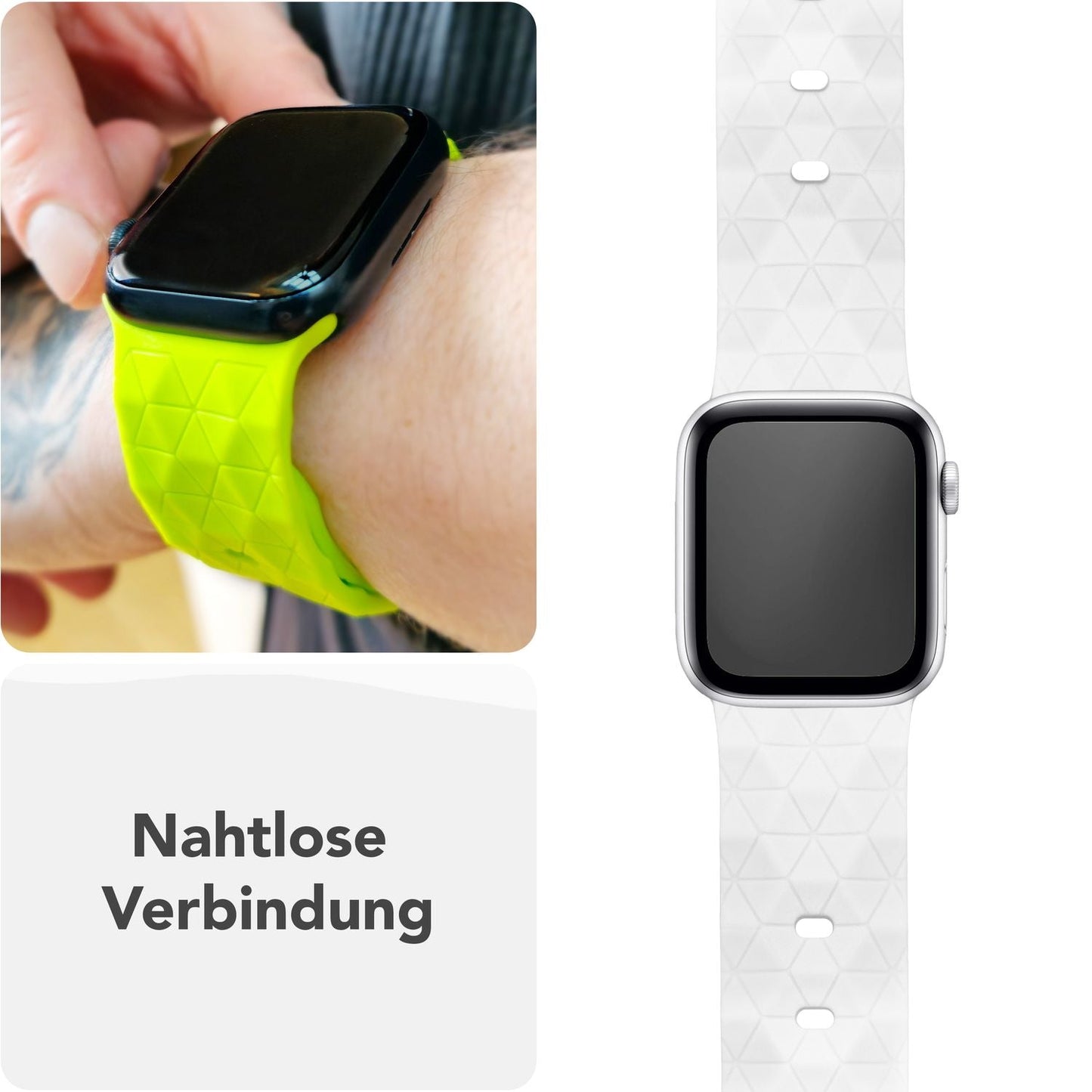 NALIA Hexion Armband kompatibel mit Apple Watch Armband Series SE/iWatch 10 9 8 7 6 5 4 3 2 1, 38/40/41/42mm, Silikon Loop mit Hexagon Design, Sportarmband Steck-Pin-Verschluss