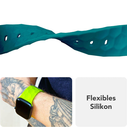 NALIA Hexion Armband kompatibel mit Apple Watch Armband Series SE/iWatch 10 9 8 7 6 5 4 3 2 1, 38/40/41/42mm, Silikon Loop mit Hexagon Design, Sportarmband Steck-Pin-Verschluss