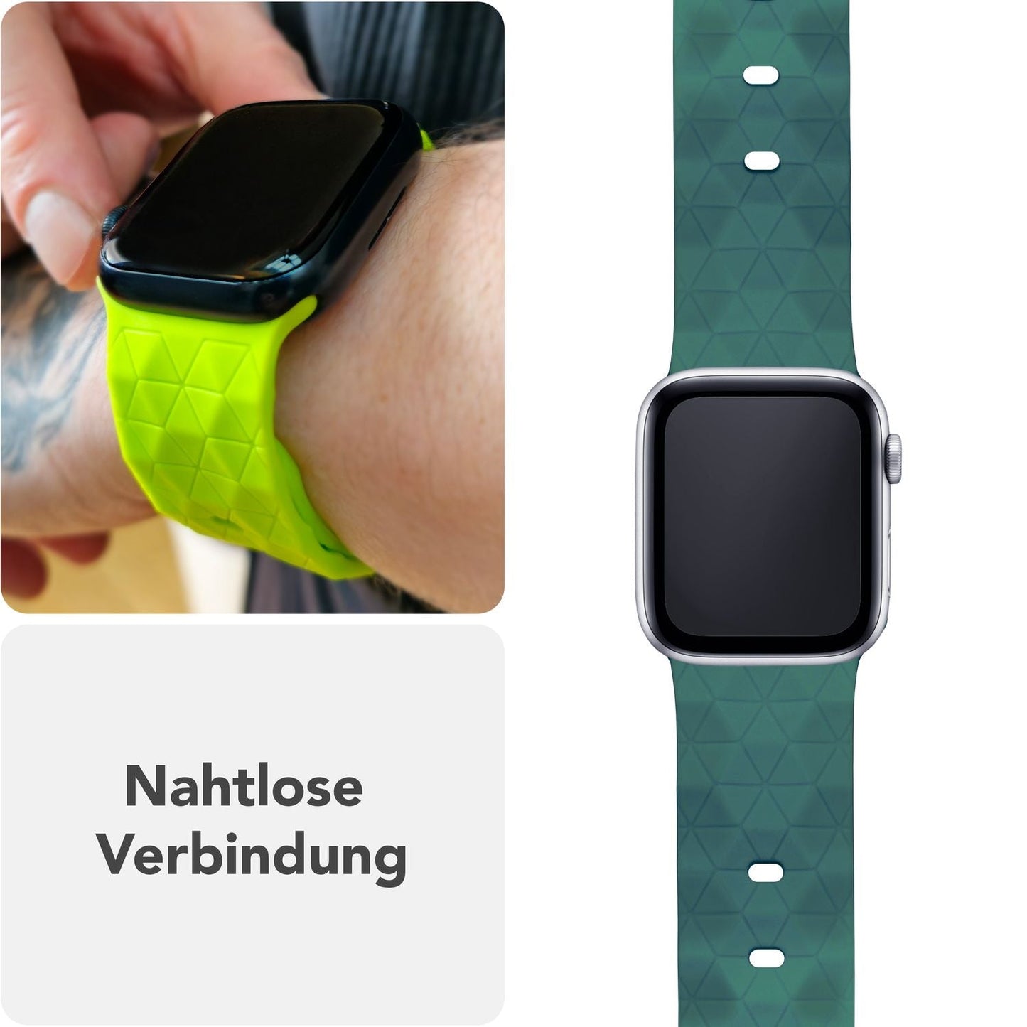 NALIA Hexion Armband kompatibel mit Apple Watch Armband Series SE/iWatch 10 9 8 7 6 5 4 3 2 1, 38/40/41/42mm, Silikon Loop mit Hexagon Design, Sportarmband Steck-Pin-Verschluss