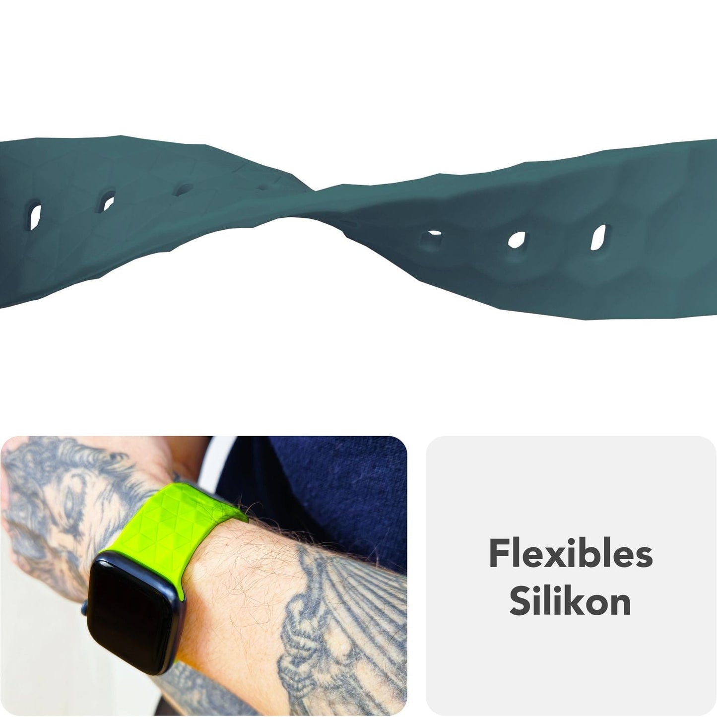 NALIA Hexion Armband kompatibel mit Apple Watch Armband Series SE/iWatch 10 9 8 7 6 5 4 3 2 1, 38/40/41/42mm, Silikon Loop mit Hexagon Design, Sportarmband Steck-Pin-Verschluss