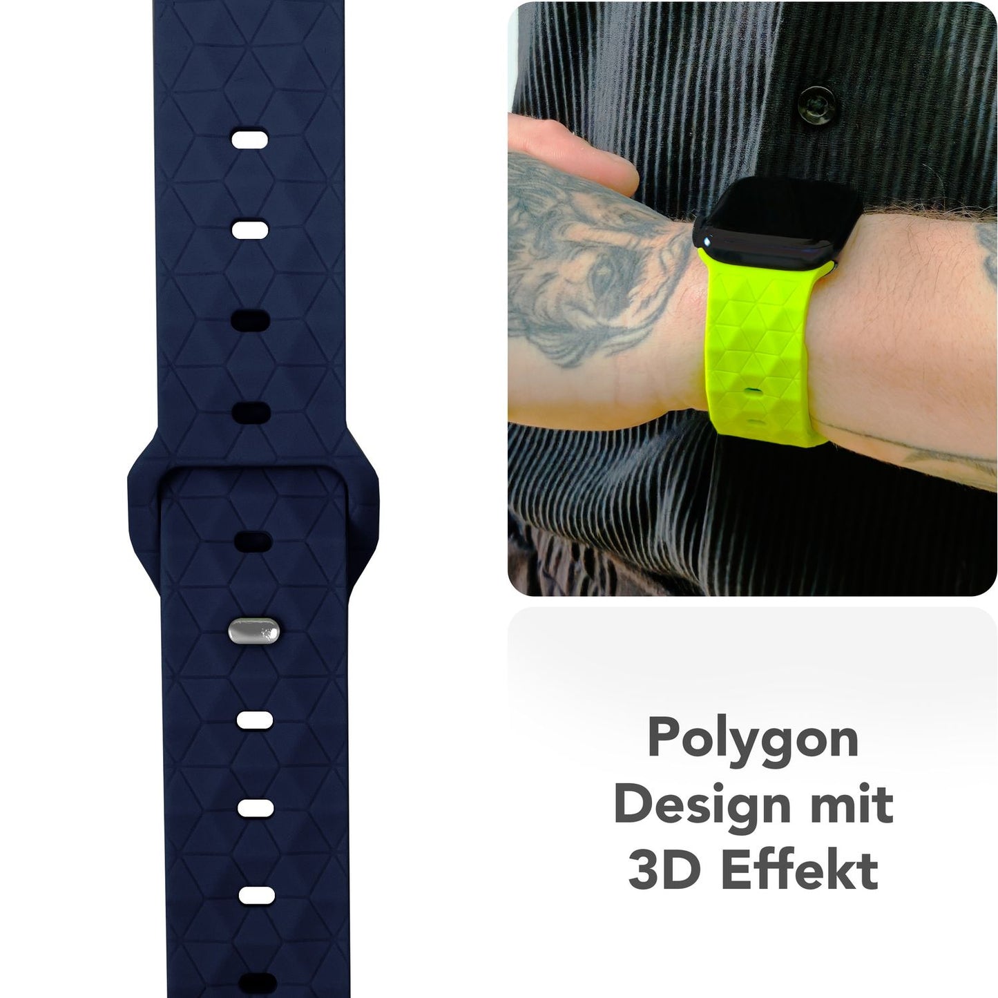 NALIA Hexion Armband kompatibel mit Apple Watch Armband Series SE/iWatch 10 9 8 7 6 5 4 3 2 1, 38/40/41/42mm, Silikon Loop mit Hexagon Design, Sportarmband Steck-Pin-Verschluss