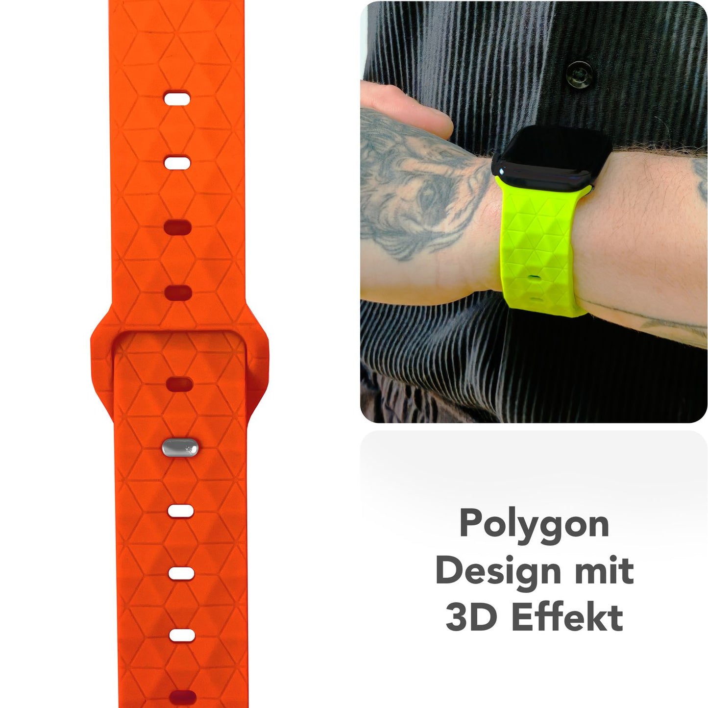 NALIA Hexion Armband kompatibel mit Apple Watch Armband Series SE/iWatch 10 9 8 7 6 5 4 3 2 1, 38/40/41/42mm, Silikon Loop mit Hexagon Design, Sportarmband Steck-Pin-Verschluss