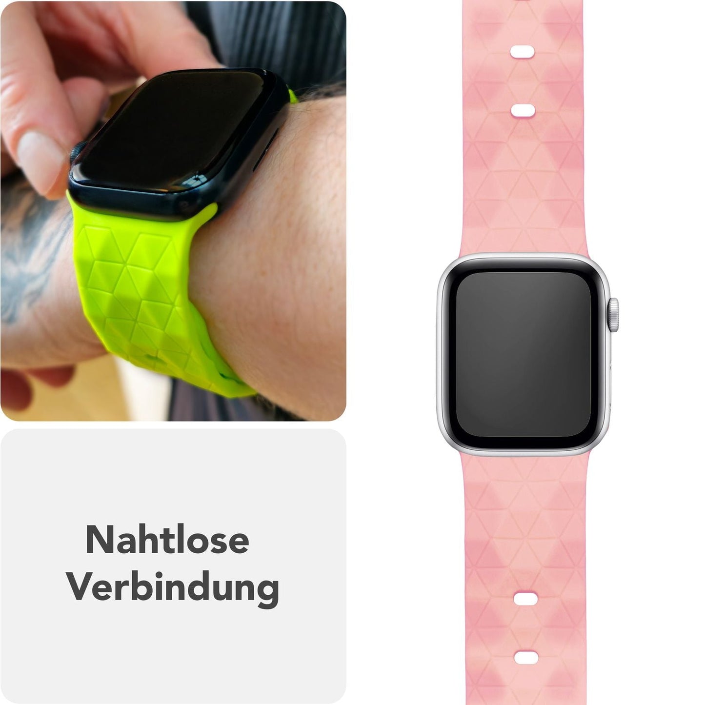 NALIA Hexion Armband kompatibel mit Apple Watch Armband Series SE/iWatch 10 9 8 7 6 5 4 3 2 1, 38/40/41/42mm, Silikon Loop mit Hexagon Design, Sportarmband Steck-Pin-Verschluss