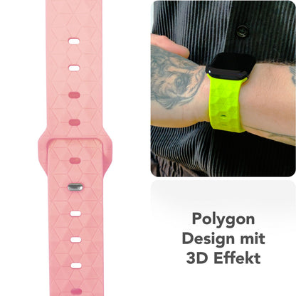 NALIA Hexion Armband kompatibel mit Apple Watch Armband Series SE/iWatch 10 9 8 7 6 5 4 3 2 1, 38/40/41/42mm, Silikon Loop mit Hexagon Design, Sportarmband Steck-Pin-Verschluss