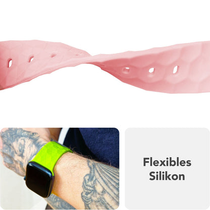 NALIA Hexion Armband kompatibel mit Apple Watch Armband Series SE/iWatch 10 9 8 7 6 5 4 3 2 1, 38/40/41/42mm, Silikon Loop mit Hexagon Design, Sportarmband Steck-Pin-Verschluss
