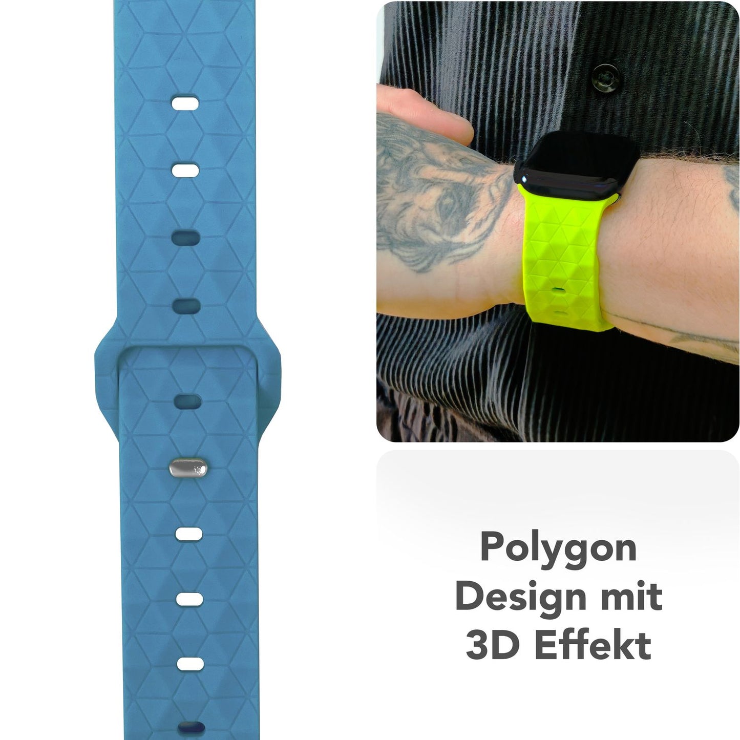 NALIA Hexion Armband kompatibel mit Apple Watch Armband Series SE/iWatch 10 9 8 7 6 5 4 3 2 1, 38/40/41/42mm, Silikon Loop mit Hexagon Design, Sportarmband Steck-Pin-Verschluss
