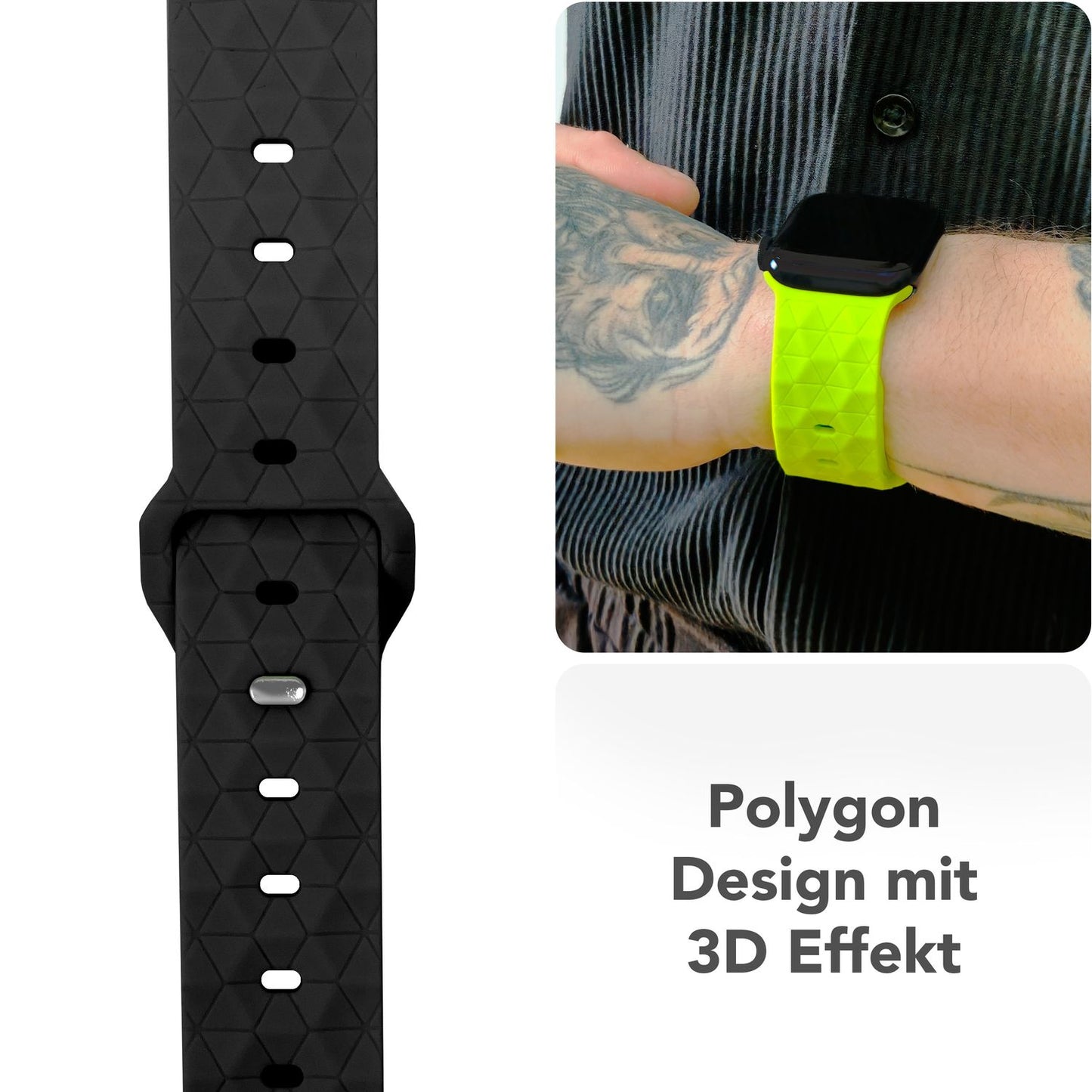 NALIA Hexion Armband kompatibel mit Apple Watch Armband Series SE/iWatch 10 9 8 7 6 5 4 3 2 1, 38/40/41/42mm, Silikon Loop mit Hexagon Design, Sportarmband Steck-Pin-Verschluss