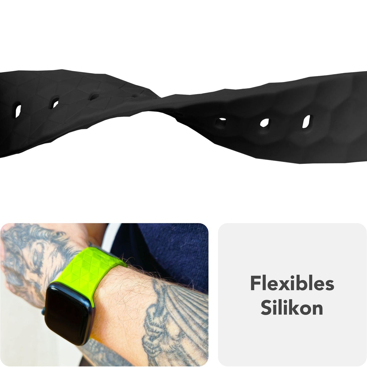 NALIA Hexion Armband kompatibel mit Apple Watch Armband Series SE/iWatch 10 9 8 7 6 5 4 3 2 1, 38/40/41/42mm, Silikon Loop mit Hexagon Design, Sportarmband Steck-Pin-Verschluss