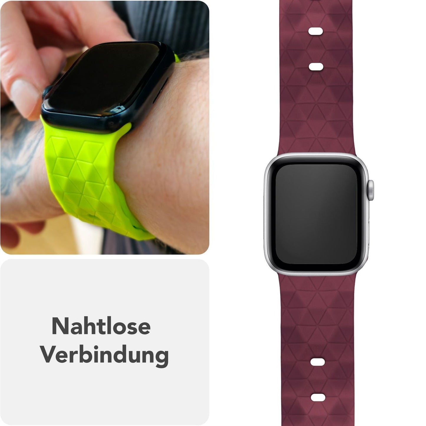 NALIA Hexion Armband kompatibel mit Apple Watch Armband Series SE/iWatch 10 9 8 7 6 5 4 3 2 1, 38/40/41/42mm, Silikon Loop mit Hexagon Design, Sportarmband Steck-Pin-Verschluss