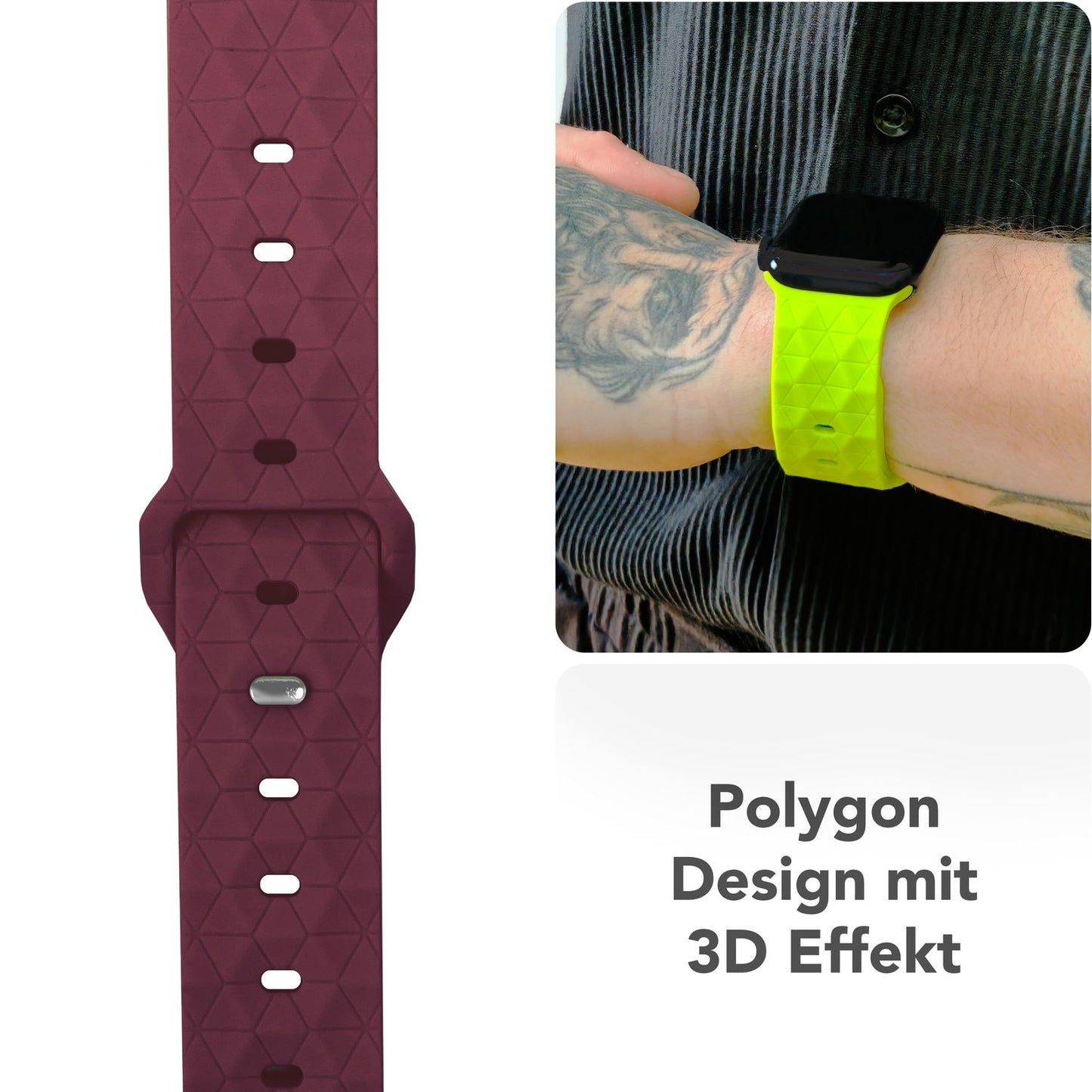 NALIA Hexion Armband kompatibel mit Apple Watch Armband Series SE/iWatch 10 9 8 7 6 5 4 3 2 1, 38/40/41/42mm, Silikon Loop mit Hexagon Design, Sportarmband Steck-Pin-Verschluss