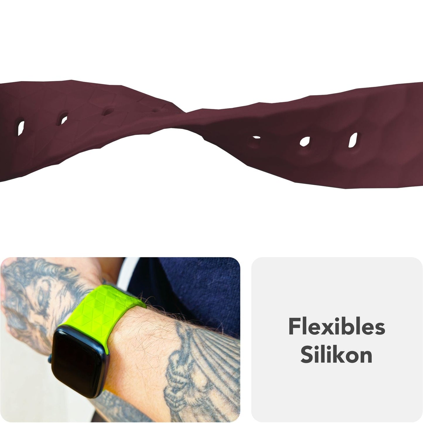 NALIA Hexion Armband kompatibel mit Apple Watch Armband Series SE/iWatch 10 9 8 7 6 5 4 3 2 1, 38/40/41/42mm, Silikon Loop mit Hexagon Design, Sportarmband Steck-Pin-Verschluss