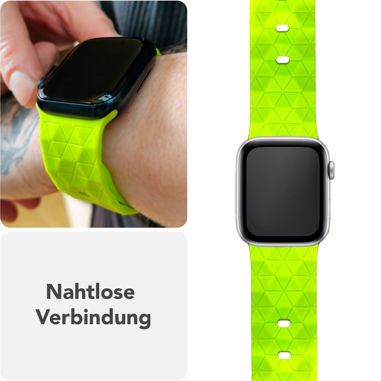 NALIA Hexion Armband kompatibel mit Apple Watch Armband Series SE/iWatch 10 9 8 7 6 5 4 3 2 1, 38/40/41/42mm, Silikon Loop mit Hexagon Design, Sportarmband Steck-Pin-Verschluss