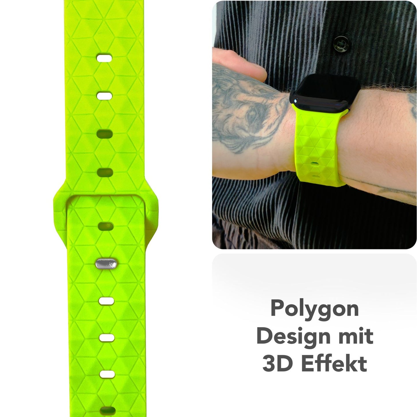 NALIA Hexion Armband kompatibel mit Apple Watch Armband Series SE/iWatch 10 9 8 7 6 5 4 3 2 1, 38/40/41/42mm, Silikon Loop mit Hexagon Design, Sportarmband Steck-Pin-Verschluss