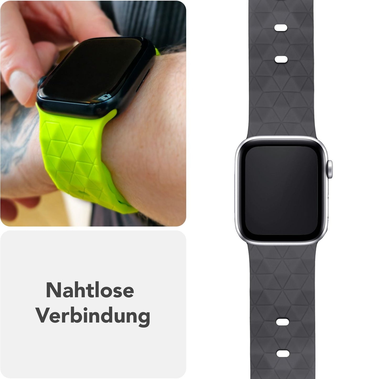 NALIA Hexion Armband kompatibel mit Apple Watch Armband Series SE/iWatch 10 9 8 7 6 5 4 3 2 1, 38/40/41/42mm, Silikon Loop mit Hexagon Design, Sportarmband Steck-Pin-Verschluss