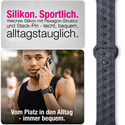 NALIA Hexion Armband kompatibel mit Apple Watch Armband Series SE/iWatch 10 9 8 7 6 5 4 3 2 1, 38/40/41/42mm, Silikon Loop mit Hexagon Design, Sportarmband Steck-Pin-Verschluss