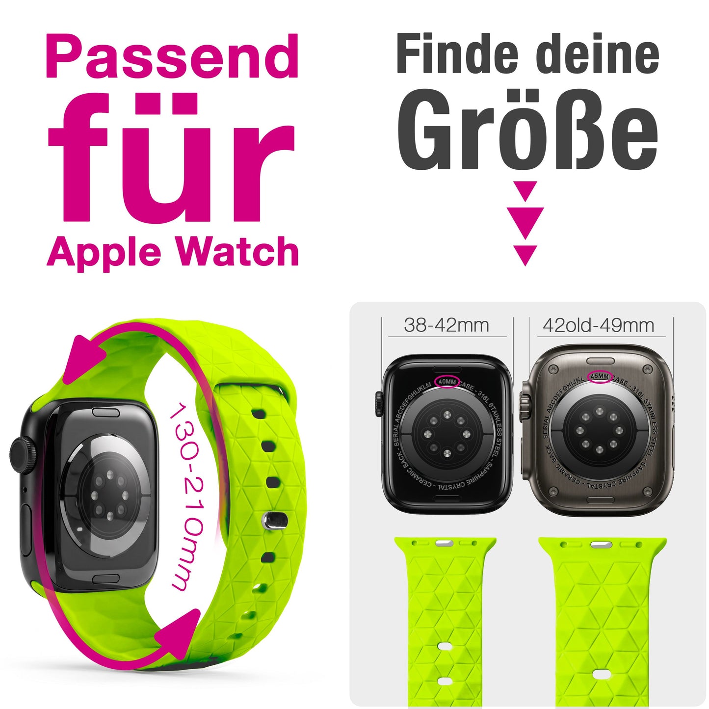 NALIA Hexion Armband kompatibel mit Apple Watch Armband Series SE/iWatch 10 9 8 7 6 5 4 3 2 1, 38/40/41/42mm, Silikon Loop mit Hexagon Design, Sportarmband Steck-Pin-Verschluss