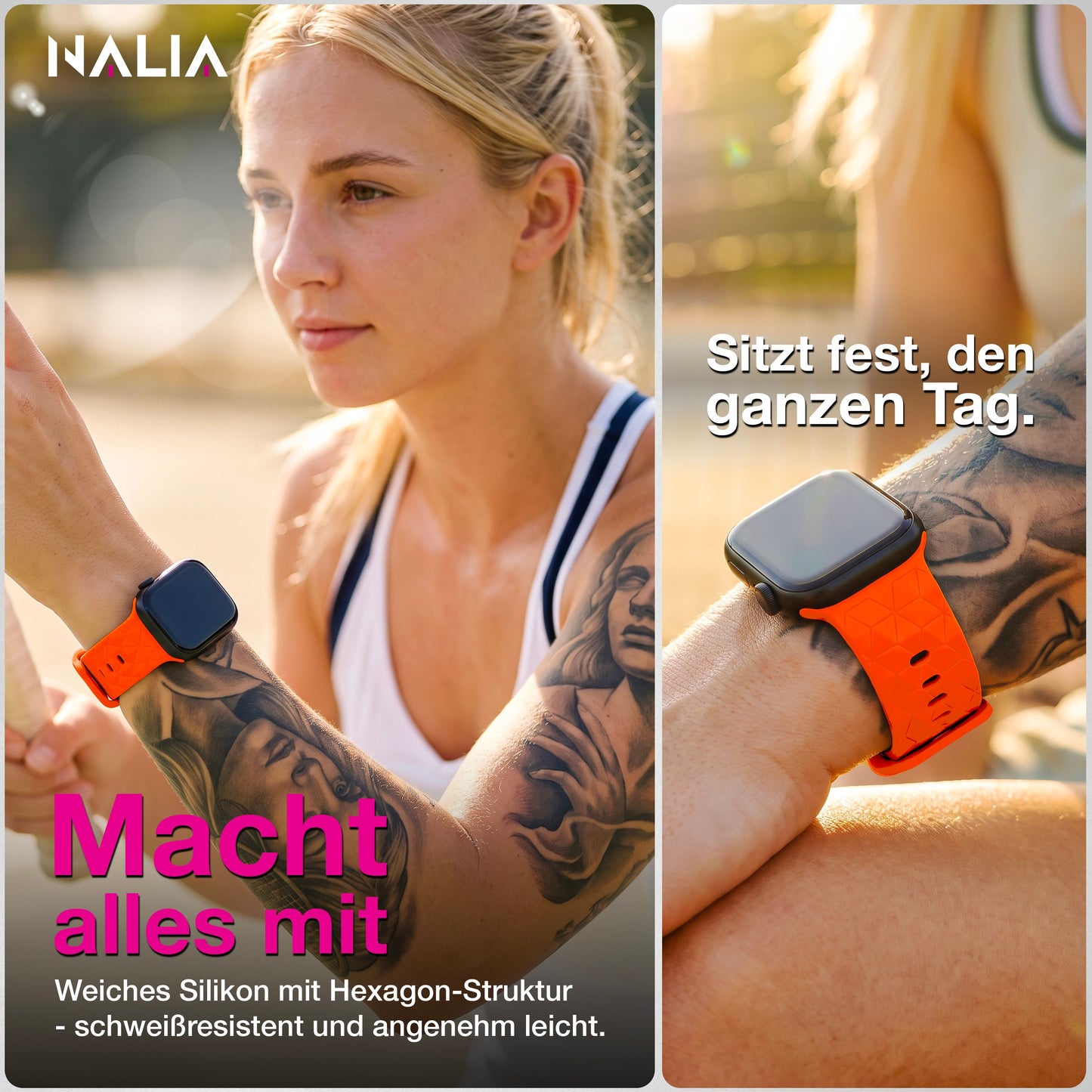 NALIA Hexion Armband kompatibel mit Apple Watch Armband Series SE/iWatch 10 9 8 7 6 5 4 3 2 1, 38/40/41/42mm, Silikon Loop mit Hexagon Design, Sportarmband Steck-Pin-Verschluss