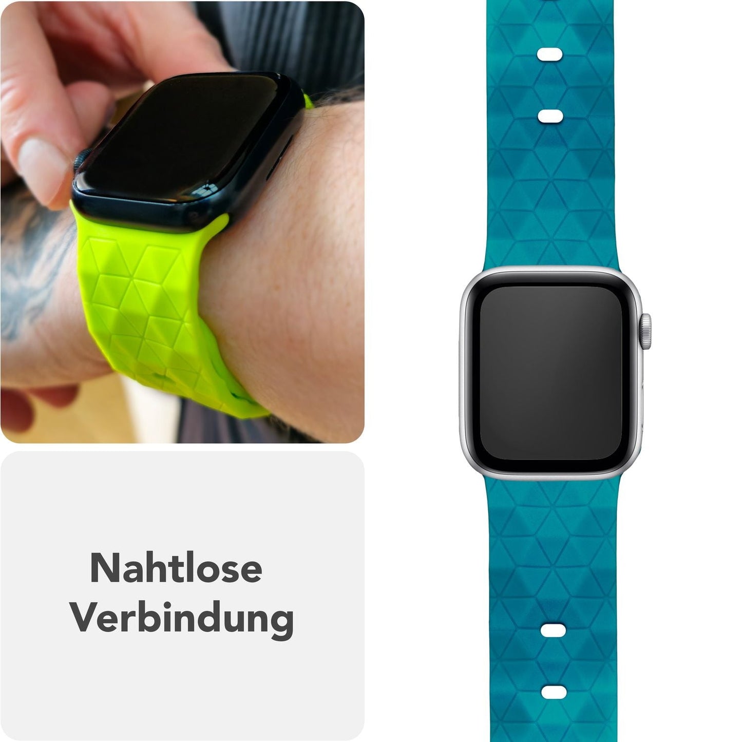 NALIA Hexion Silikon Armband kompatibel mit Apple Watch Armband iWatch Series Ultra/SE 10 9 8 7 6 5 4 3 2 1, 42/44/45/46/49mm, Watch Silikonband Sportarmband mit Steck-Pin