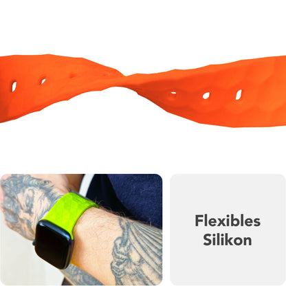 NALIA Hexion Silikon Armband kompatibel mit Apple Watch Armband iWatch Series Ultra/SE 10 9 8 7 6 5 4 3 2 1, 42/44/45/46/49mm, Watch Silikonband Sportarmband mit Steck-Pin