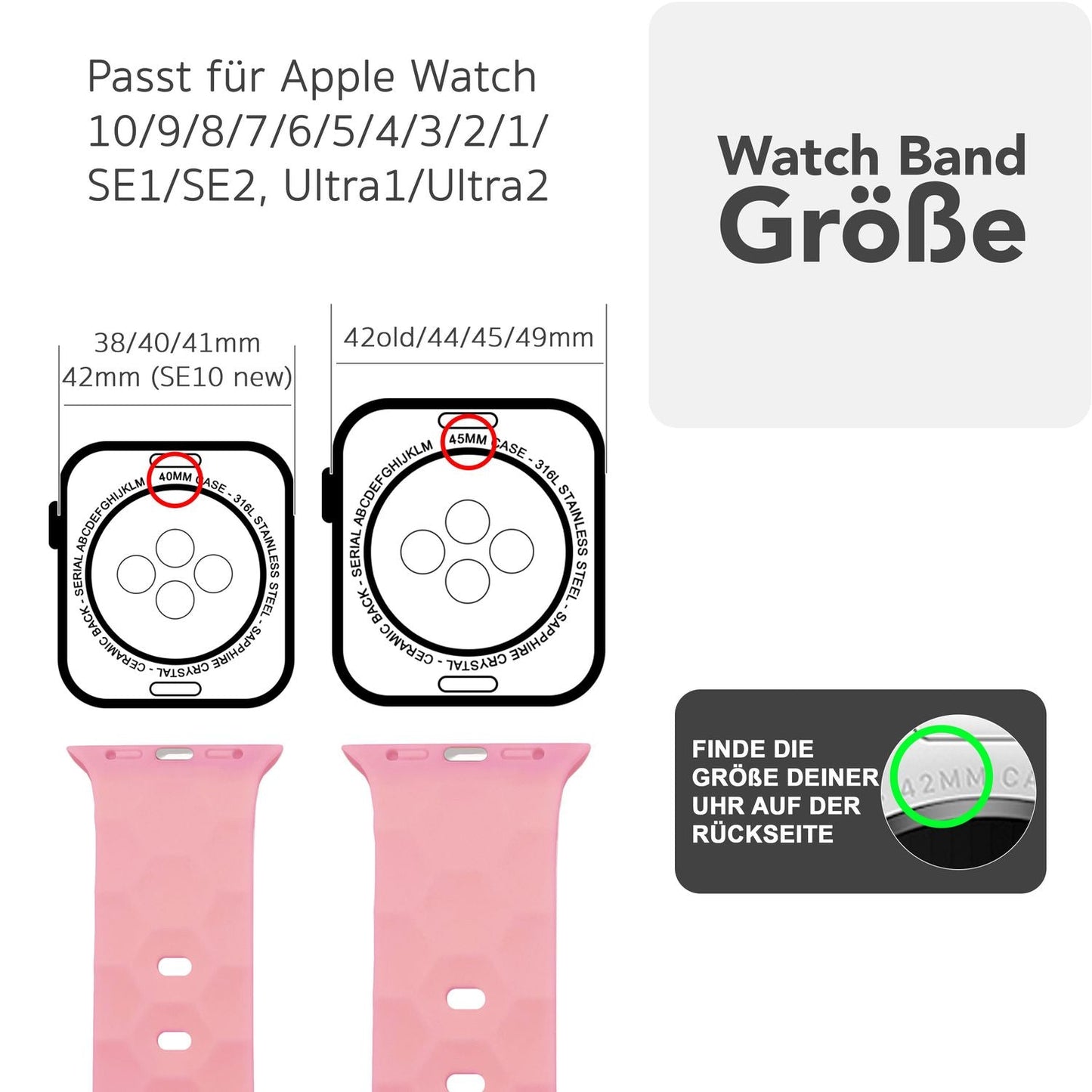 NALIA Hexion Silikon Armband kompatibel mit Apple Watch Armband iWatch Series Ultra/SE 10 9 8 7 6 5 4 3 2 1, 42/44/45/46/49mm, Watch Silikonband Sportarmband mit Steck-Pin
