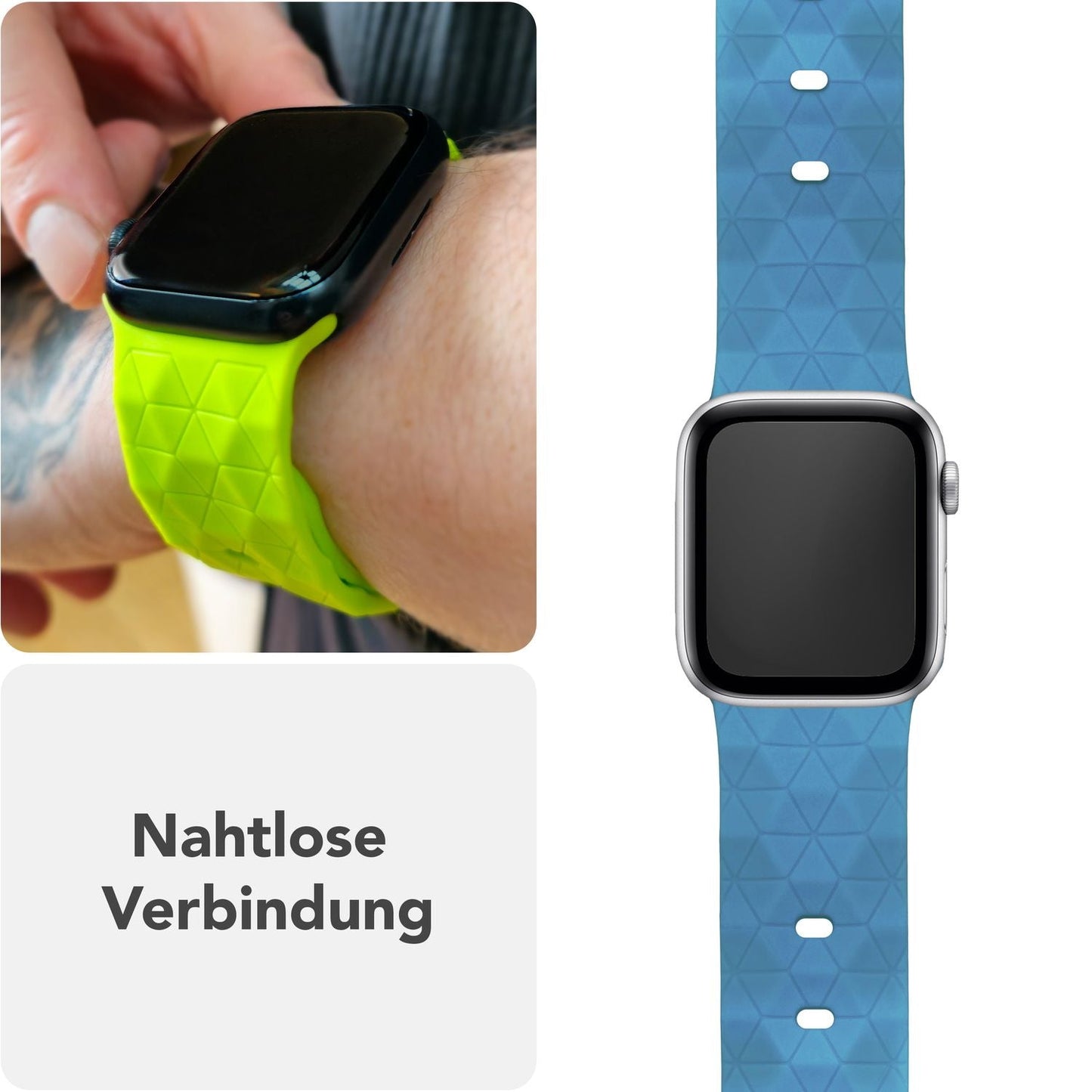 NALIA Hexion Silikon Armband kompatibel mit Apple Watch Armband iWatch Series Ultra/SE 10 9 8 7 6 5 4 3 2 1, 42/44/45/46/49mm, Watch Silikonband Sportarmband mit Steck-Pin