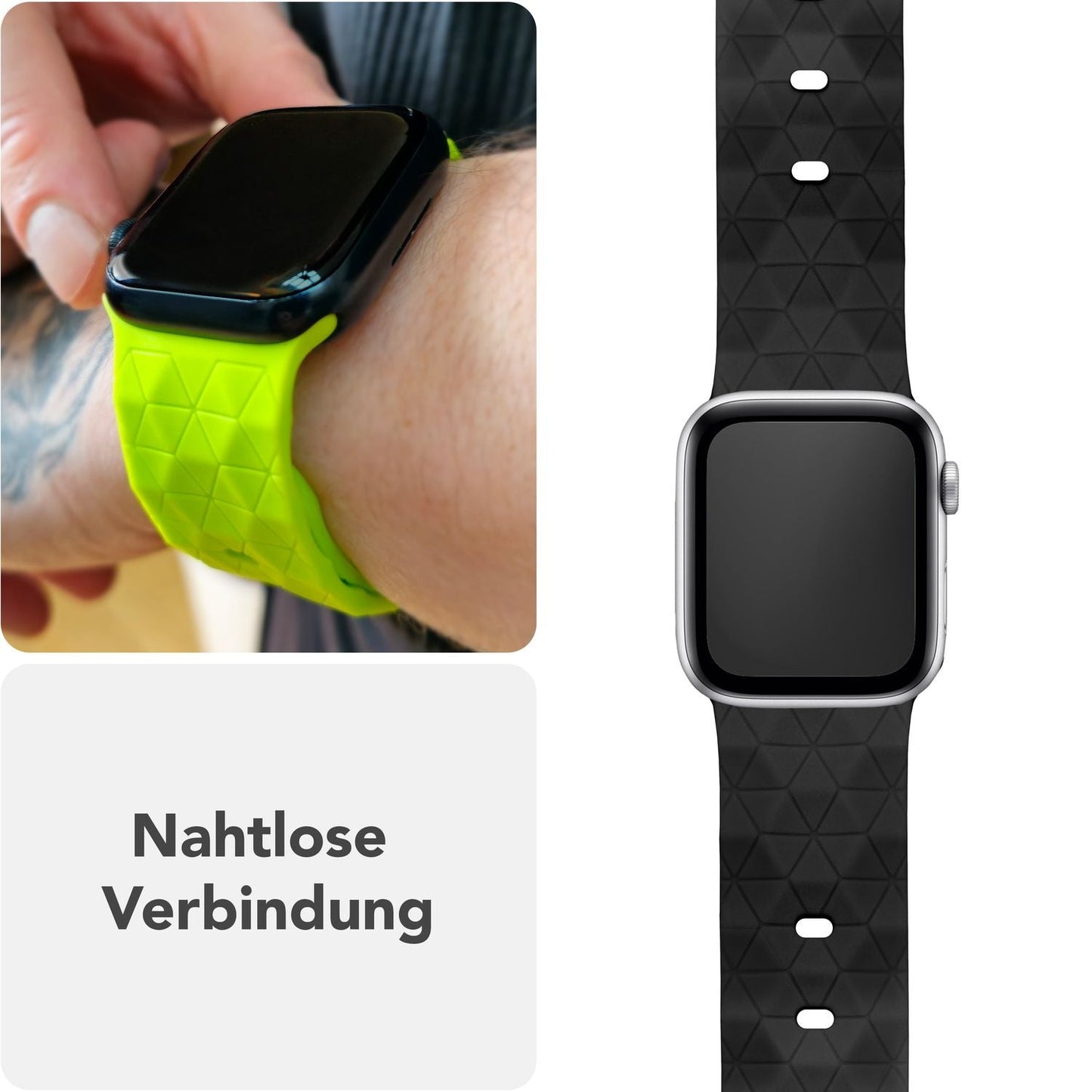 NALIA Hexion Silikon Armband kompatibel mit Apple Watch Armband iWatch Series Ultra/SE 10 9 8 7 6 5 4 3 2 1, 42/44/45/46/49mm, Watch Silikonband Sportarmband mit Steck-Pin