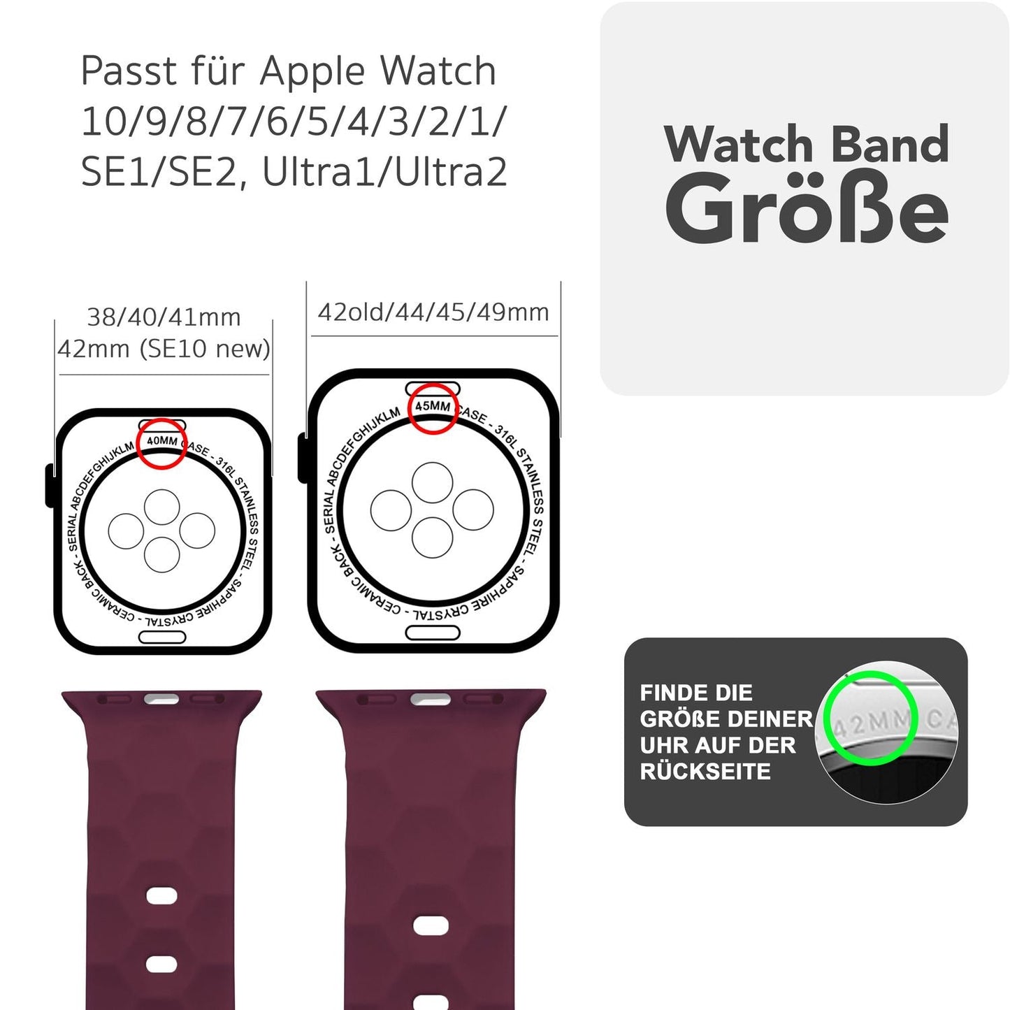 NALIA Hexion Silikon Armband kompatibel mit Apple Watch Armband iWatch Series Ultra/SE 10 9 8 7 6 5 4 3 2 1, 42/44/45/46/49mm, Watch Silikonband Sportarmband mit Steck-Pin