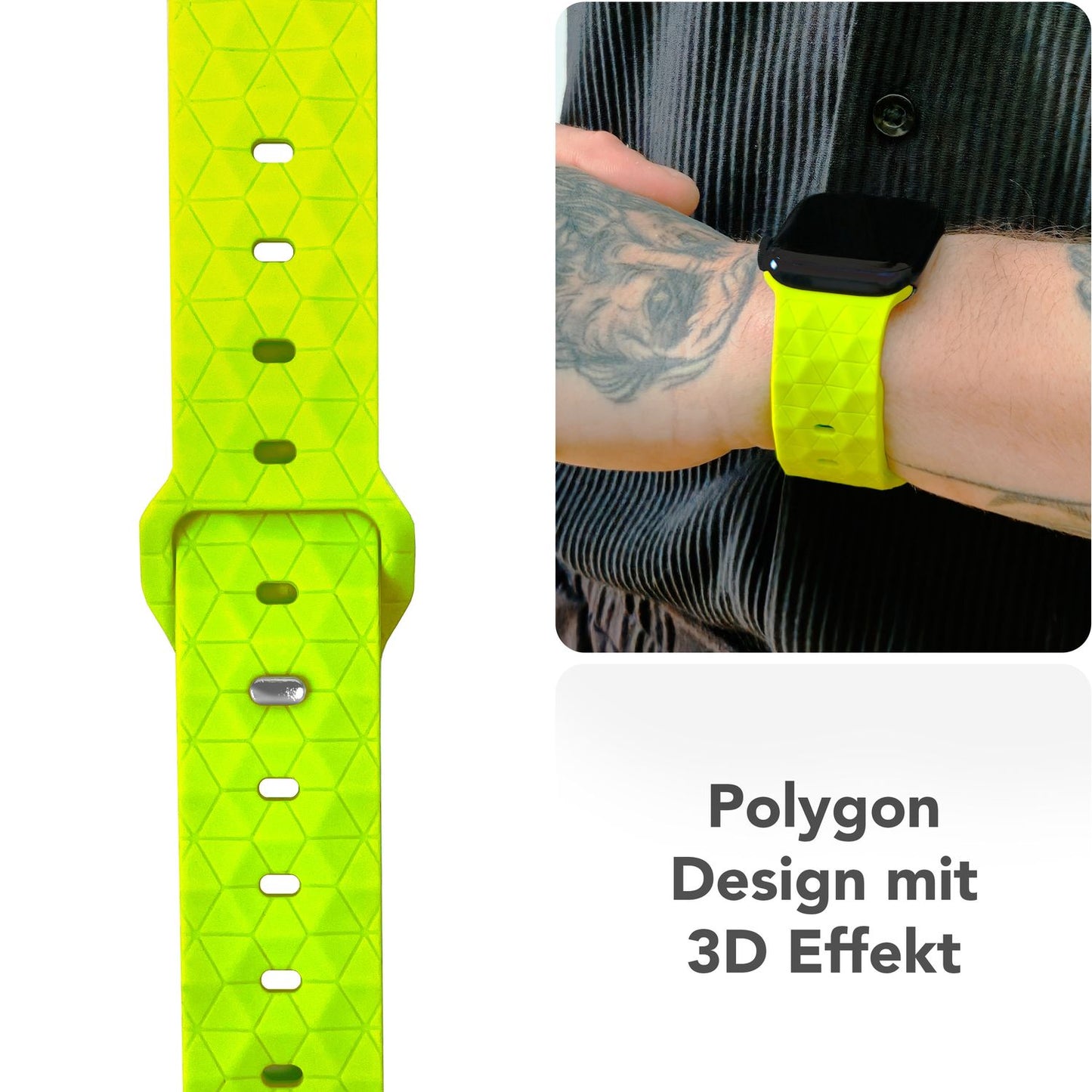 NALIA Hexion Silikon Armband kompatibel mit Apple Watch Armband iWatch Series Ultra/SE 10 9 8 7 6 5 4 3 2 1, 42/44/45/46/49mm, Watch Silikonband Sportarmband mit Steck-Pin