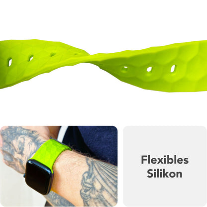 NALIA Hexion Silikon Armband kompatibel mit Apple Watch Armband iWatch Series Ultra/SE 10 9 8 7 6 5 4 3 2 1, 42/44/45/46/49mm, Watch Silikonband Sportarmband mit Steck-Pin