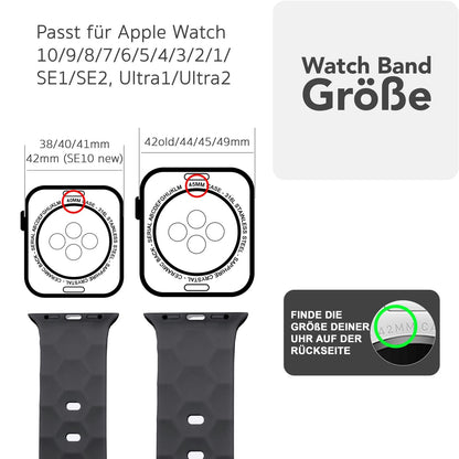 NALIA Hexion Silikon Armband kompatibel mit Apple Watch Armband iWatch Series Ultra/SE 10 9 8 7 6 5 4 3 2 1, 42/44/45/46/49mm, Watch Silikonband Sportarmband mit Steck-Pin