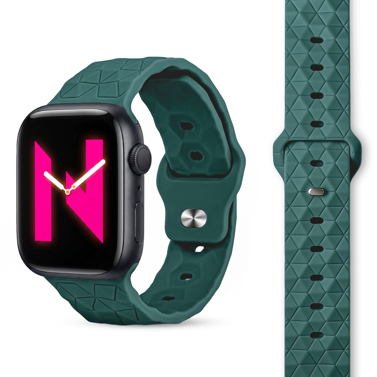 NALIA Hexion Silikon Armband kompatibel mit Apple Watch Armband iWatch Series Ultra/SE 10 9 8 7 6 5 4 3 2 1, 42/44/45/46/49mm, Watch Silikonband Sportarmband mit Steck-Pin