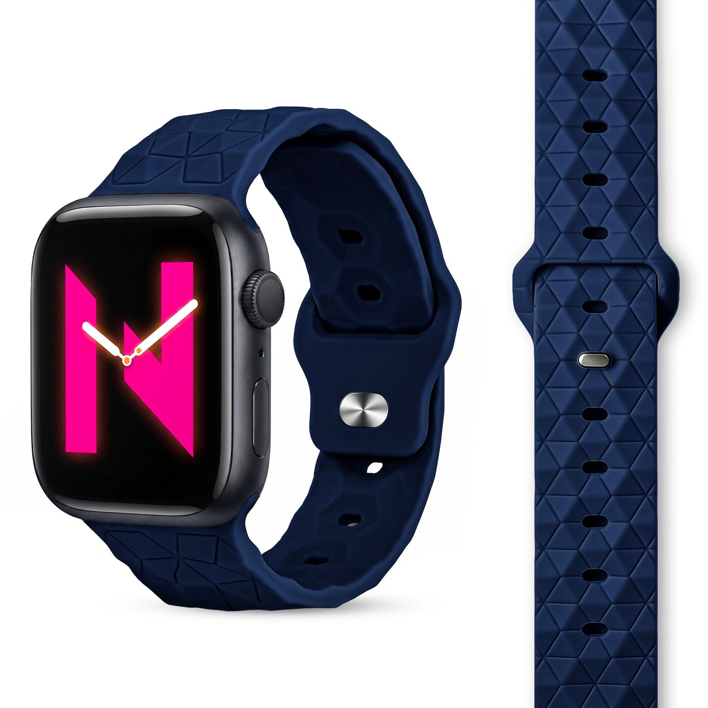 NALIA Hexion Silikon Armband kompatibel mit Apple Watch Armband iWatch Series Ultra/SE 10 9 8 7 6 5 4 3 2 1, 42/44/45/46/49mm, Watch Silikonband Sportarmband mit Steck-Pin