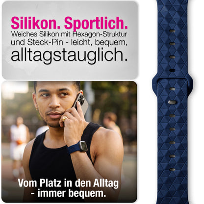 NALIA Hexion Silikon Armband kompatibel mit Apple Watch Armband iWatch Series Ultra/SE 10 9 8 7 6 5 4 3 2 1, 42/44/45/46/49mm, Watch Silikonband Sportarmband mit Steck-Pin