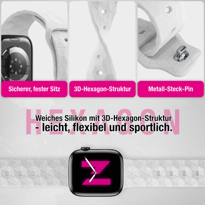 NALIA Hexion Silikon Armband kompatibel mit Apple Watch Armband iWatch Series Ultra/SE 10 9 8 7 6 5 4 3 2 1, 42/44/45/46/49mm, Watch Silikonband Sportarmband mit Steck-Pin
