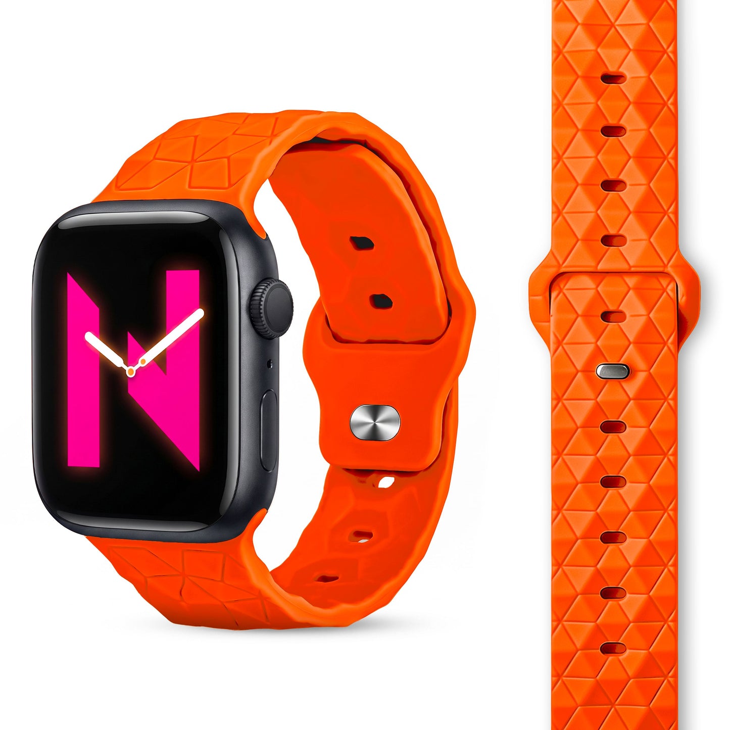 NALIA Hexion Silikon Armband kompatibel mit Apple Watch Armband iWatch Series Ultra/SE 10 9 8 7 6 5 4 3 2 1, 42/44/45/46/49mm, Watch Silikonband Sportarmband mit Steck-Pin