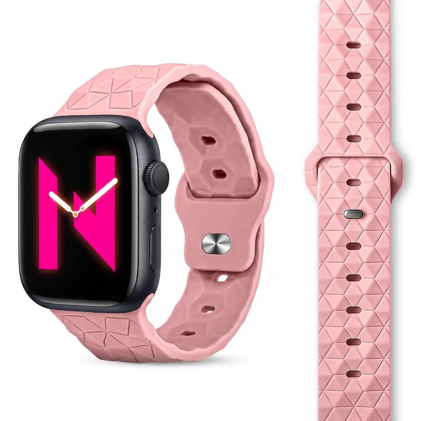 NALIA Hexion Silikon Armband kompatibel mit Apple Watch Armband iWatch Series Ultra/SE 10 9 8 7 6 5 4 3 2 1, 42/44/45/46/49mm, Watch Silikonband Sportarmband mit Steck-Pin