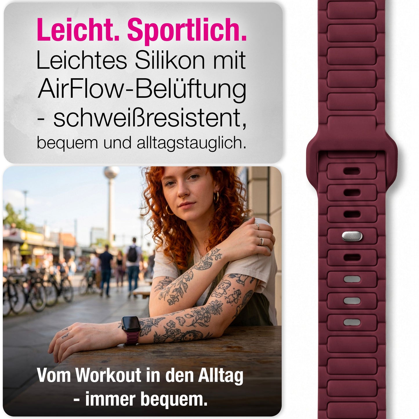 NALIA Pulse Silikon Armband kompatibel mit Apple Watch Armband iWatch Series SE/10/9/8/7/6/5/4/3/2/1, 38/40/41/42mm, 3D Textur Sportarmband mit Steck-Pin Verschluss