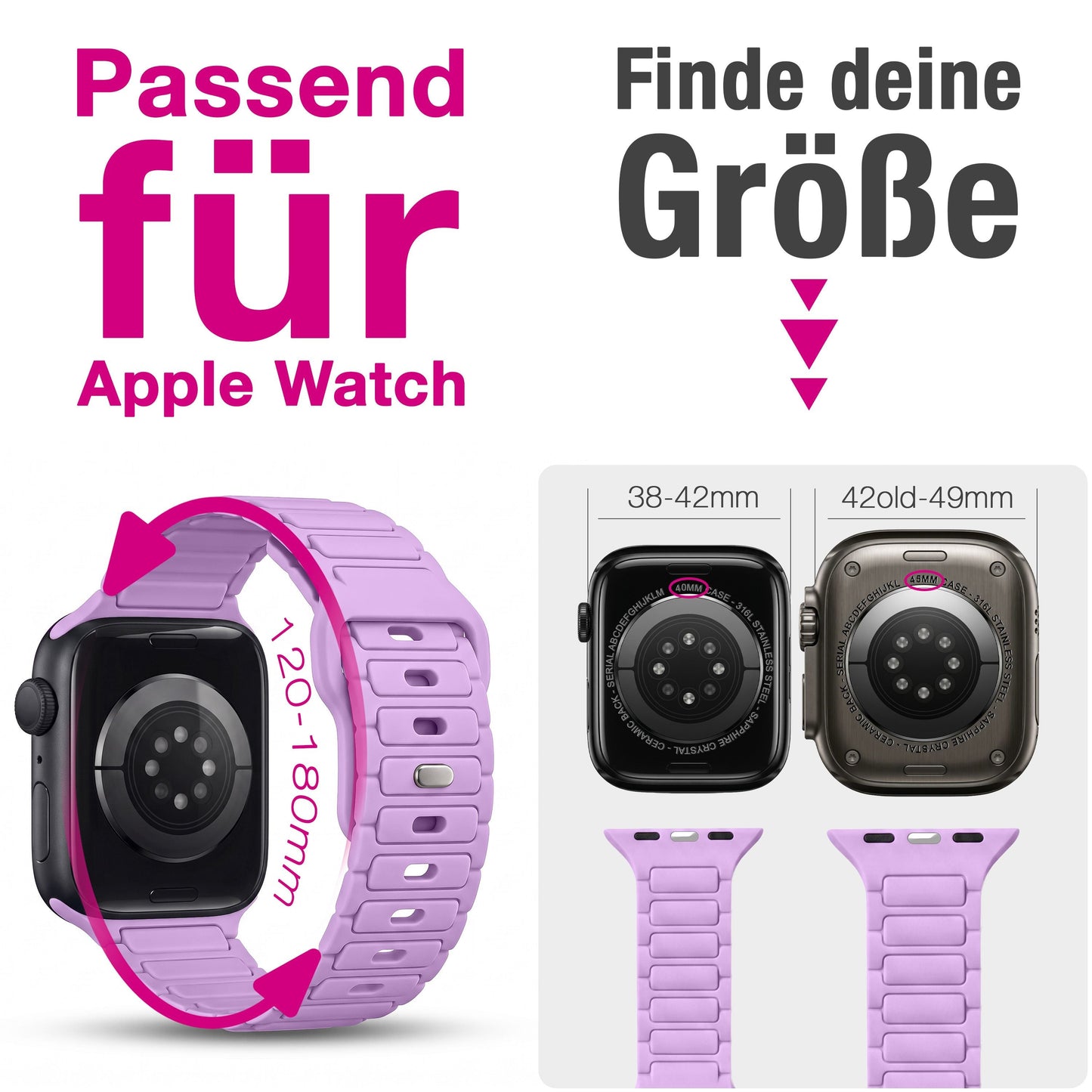 NALIA Pulse Silikon Armband kompatibel mit Apple Watch Armband iWatch Series SE/10/9/8/7/6/5/4/3/2/1, 38/40/41/42mm, 3D Textur Sportarmband mit Steck-Pin Verschluss