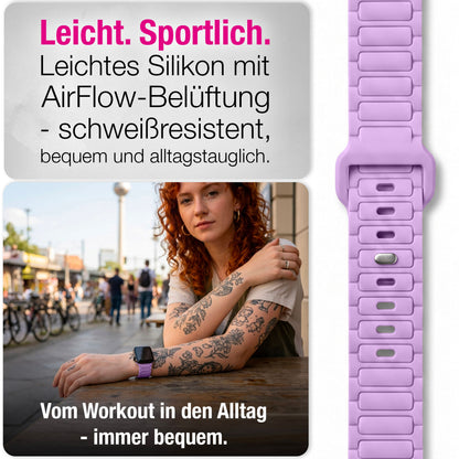 NALIA Pulse Silikon Armband kompatibel mit Apple Watch Armband iWatch Series SE/10/9/8/7/6/5/4/3/2/1, 38/40/41/42mm, 3D Textur Sportarmband mit Steck-Pin Verschluss