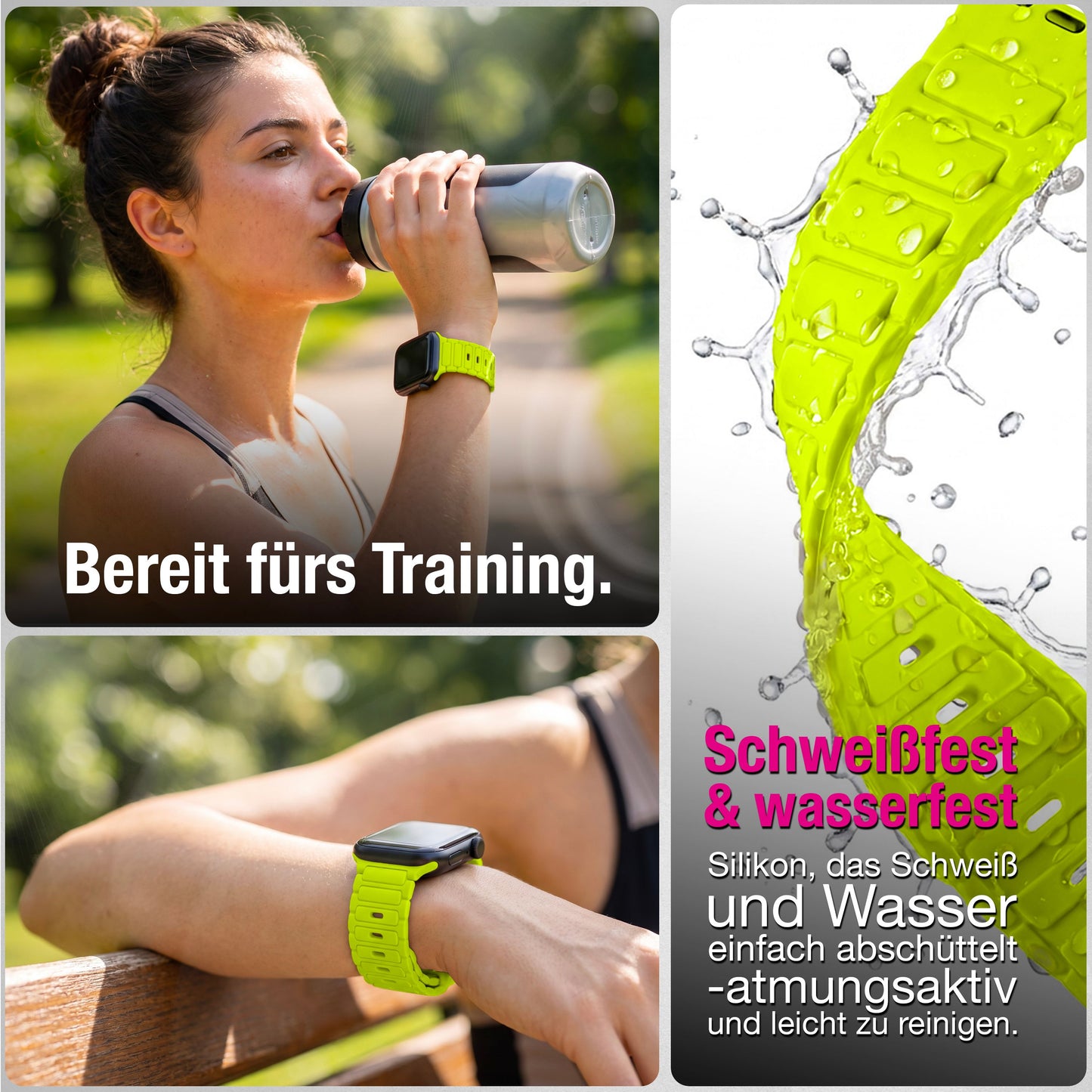 NALIA Pulse Silikon Armband kompatibel mit Apple Watch Armband iWatch Series SE/10/9/8/7/6/5/4/3/2/1, 38/40/41/42mm, 3D Textur Sportarmband mit Steck-Pin Verschluss