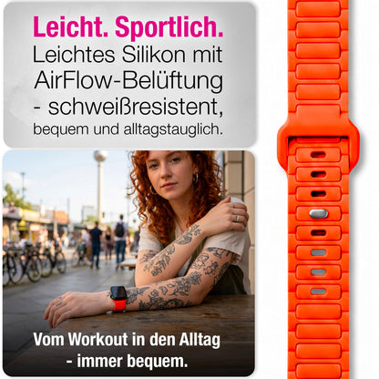 NALIA Pulse Silikon Armband kompatibel mit Apple Watch Armband iWatch Series SE/10/9/8/7/6/5/4/3/2/1, 38/40/41/42mm, 3D Textur Sportarmband mit Steck-Pin Verschluss