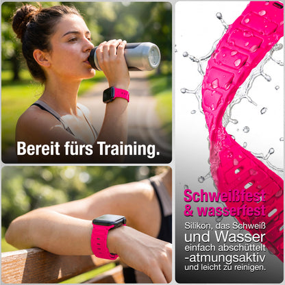NALIA Pulse Silikon Armband kompatibel mit Apple Watch Armband iWatch Series SE/10/9/8/7/6/5/4/3/2/1, 38/40/41/42mm, 3D Textur Sportarmband mit Steck-Pin Verschluss