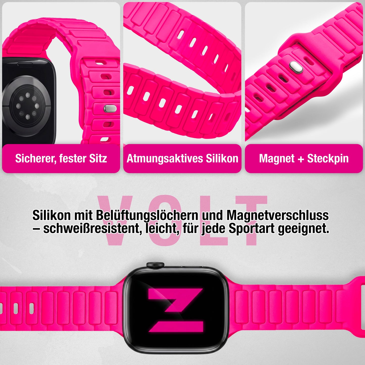 NALIA Pulse Silikon Armband kompatibel mit Apple Watch Armband iWatch Series SE/10/9/8/7/6/5/4/3/2/1, 38/40/41/42mm, 3D Textur Sportarmband mit Steck-Pin Verschluss